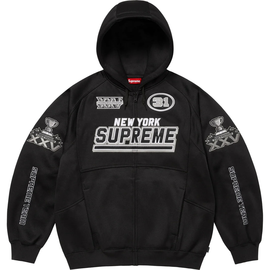 SUPREME FOOTBALL ZIP UP HOODED SWEATSHIRT BLACK