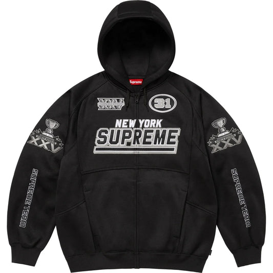 SUPREME FOOTBALL ZIP UP HOODED SWEATSHIRT BLACK