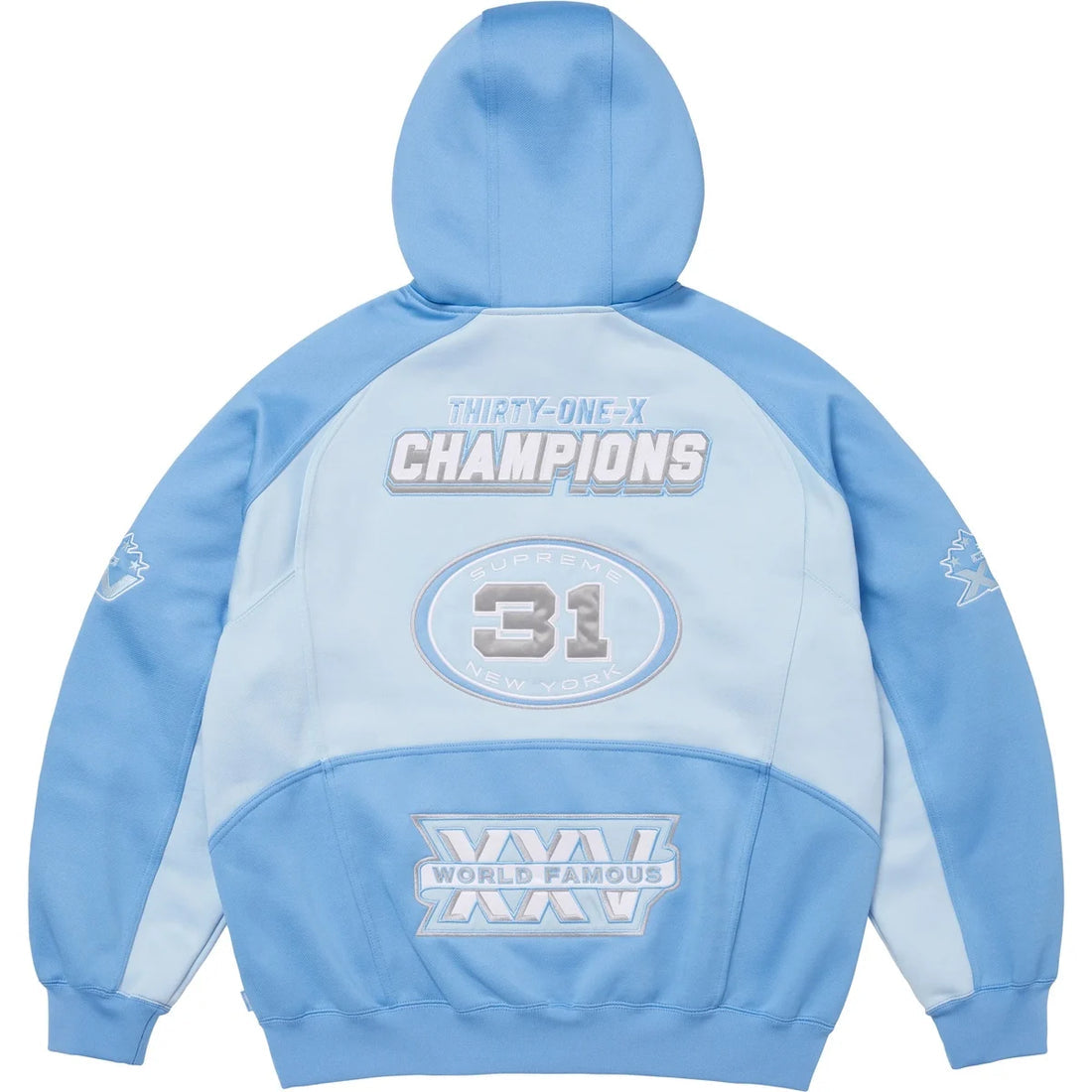 SUPREME FOOTBALL ZIP UP HOODED SWEATSHIRT LIGHT BLUE