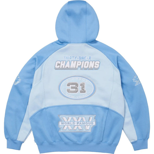 SUPREME FOOTBALL ZIP UP HOODED SWEATSHIRT LIGHT BLUE